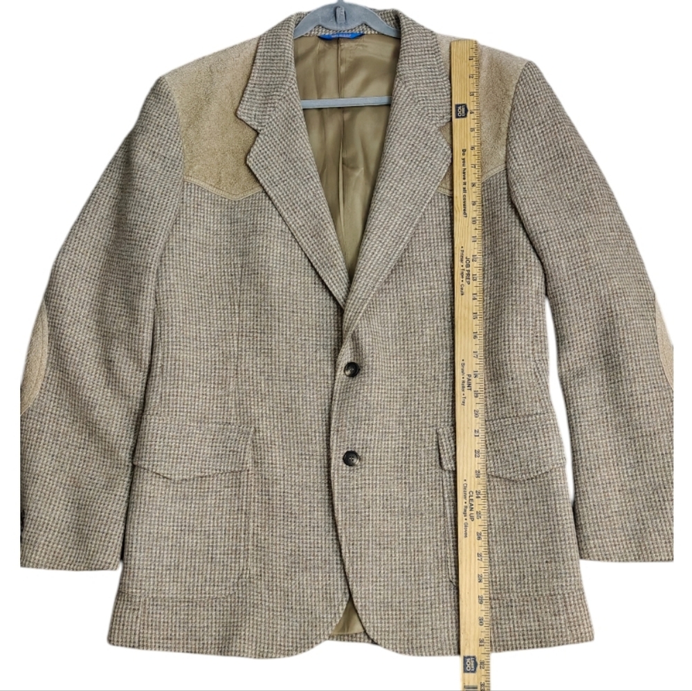 Pendleton Beige Houndstooth Blazer With Leather A… - image 5